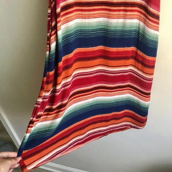 FOREVER 21 / Orange & Blue Stripe Midi Dress - Picture 4 of 8